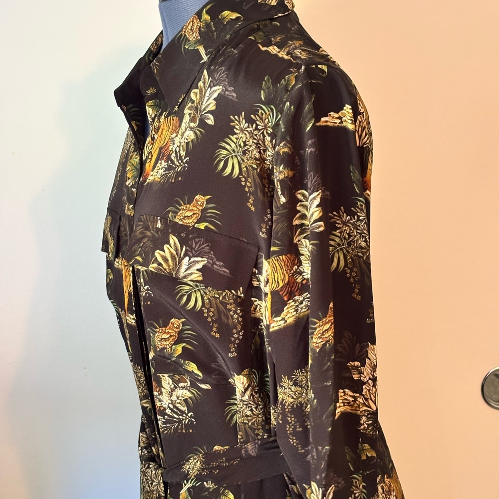 L’Agence black Safari Print Tie-Waist Women's Maxi Dress - Picture 8 of 13